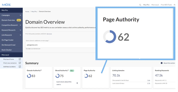 page authority