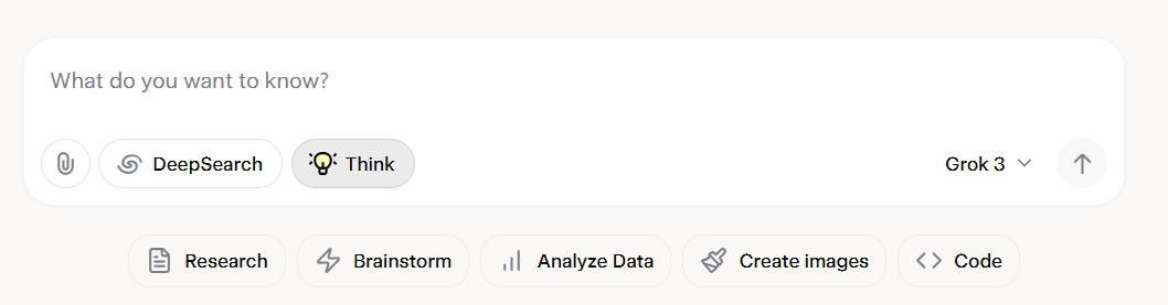 DeepSearch’ and ‘Think’ option in Grok 3 AI