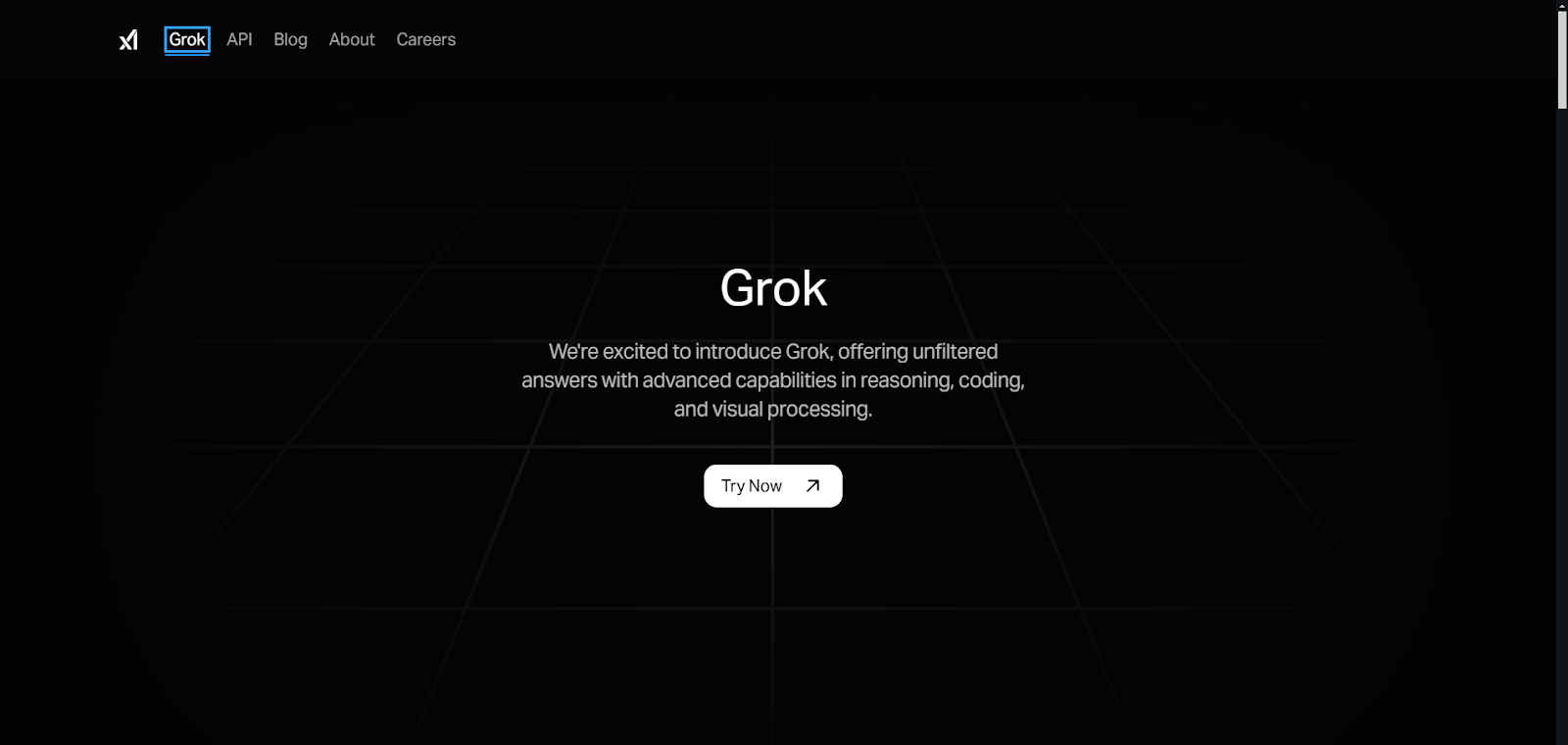 Grok option on xAI’s website.